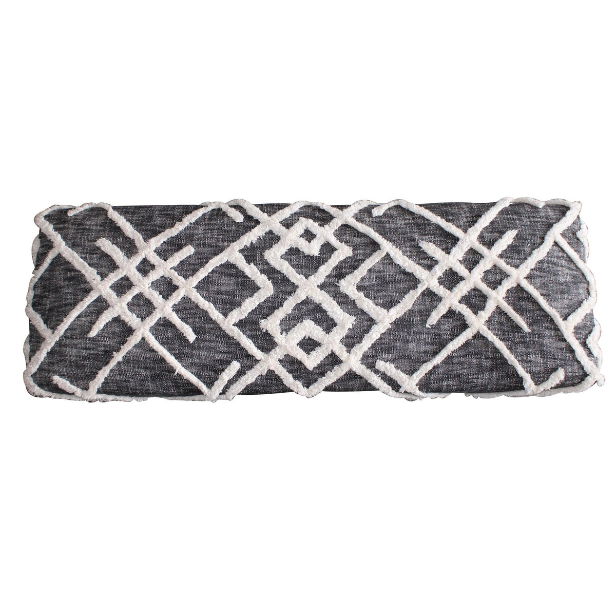 LR Home Black/White Farmhouse Striped Accent Bench | Upholstered Seating, or Entryway | 47" D x 16" W x 18" H