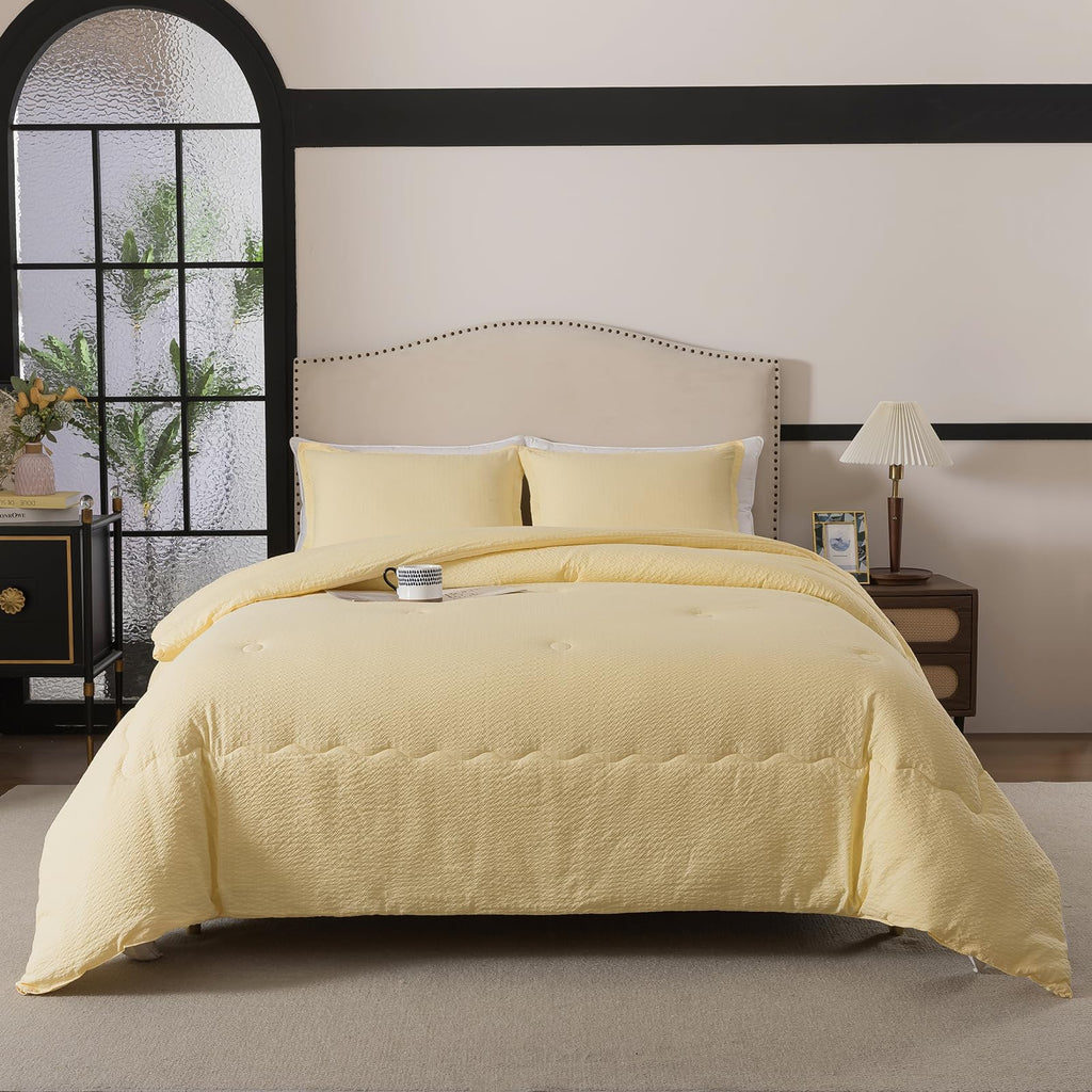 Yellow Solid Microfiber Comforter 3 Pieces