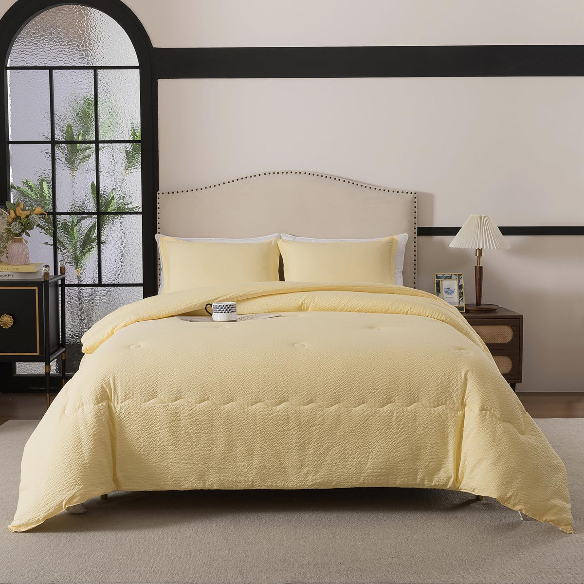 Yellow Solid Microfiber Comforter 3 Pieces