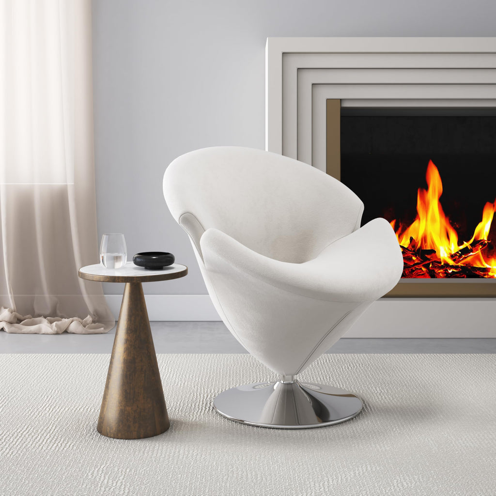 Inspired Saarinen Style Tulip Swivel Accent Chair Set of 2 with 360° Turn, Modern Flower Inspired Design, Soft Velvet Upholstery, Polished