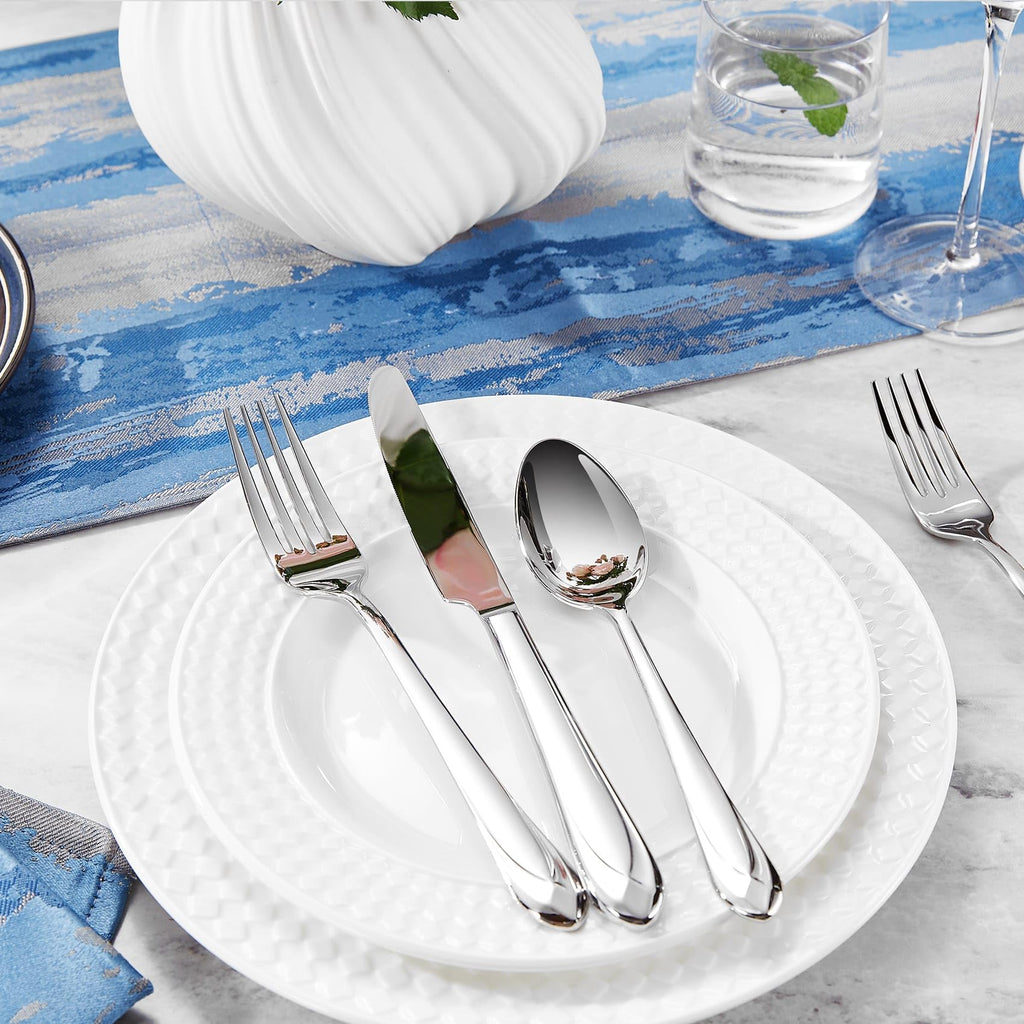 Premium Astra 20/45/65-Piece Silverware Set (20, Silver)