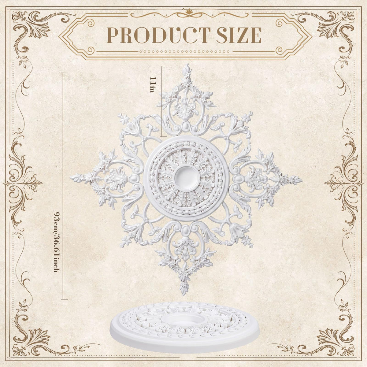 36.6'' Large Ceiling Medallion for Light Fixture36.6"ODx2.36''ID