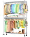 Clothes Rack - 45.2" x 12.2" x 79.5" Clothing Rack with Shelves & Wheels, Multi-Functional Wardrobe Closet with