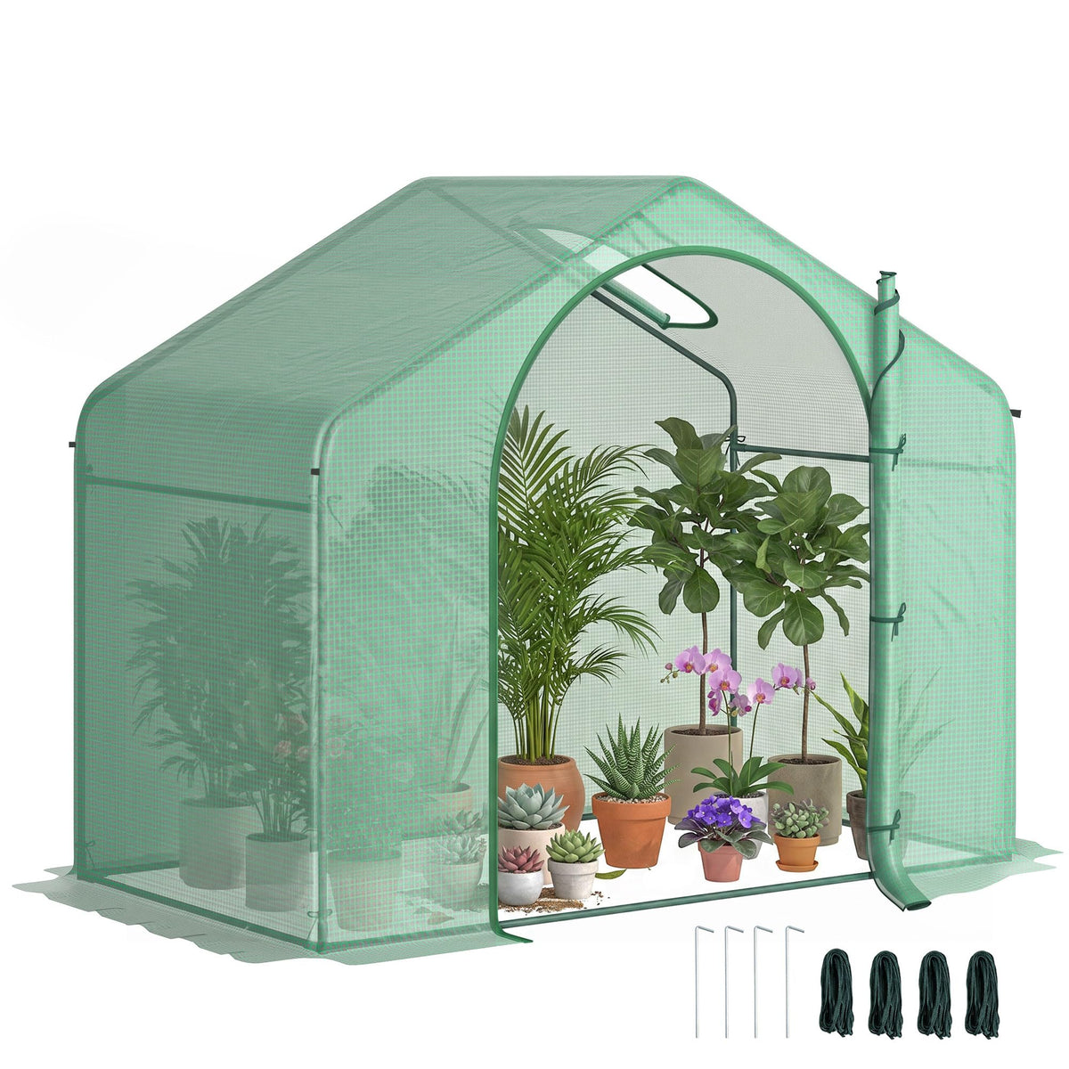 6' x 3' x 5' Portable Walk-in Greenhouse with PE Cover Green