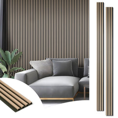 96 x 6 Inch WPC 3D Fluted Wood Textured Slat Wall Panels, 8-Pack, Oak