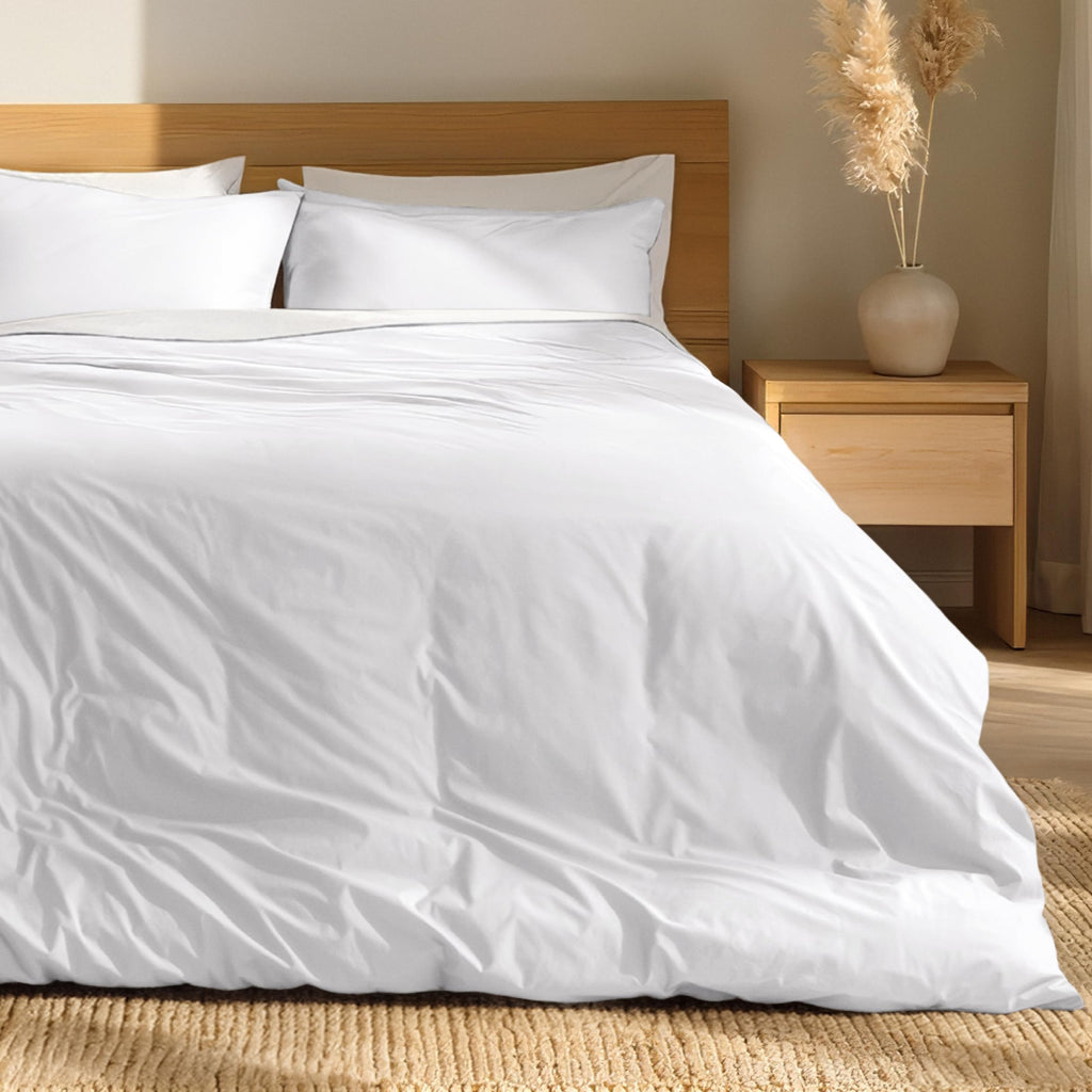 100% Organic Cotton Percale Duvet Cover Set (, White)