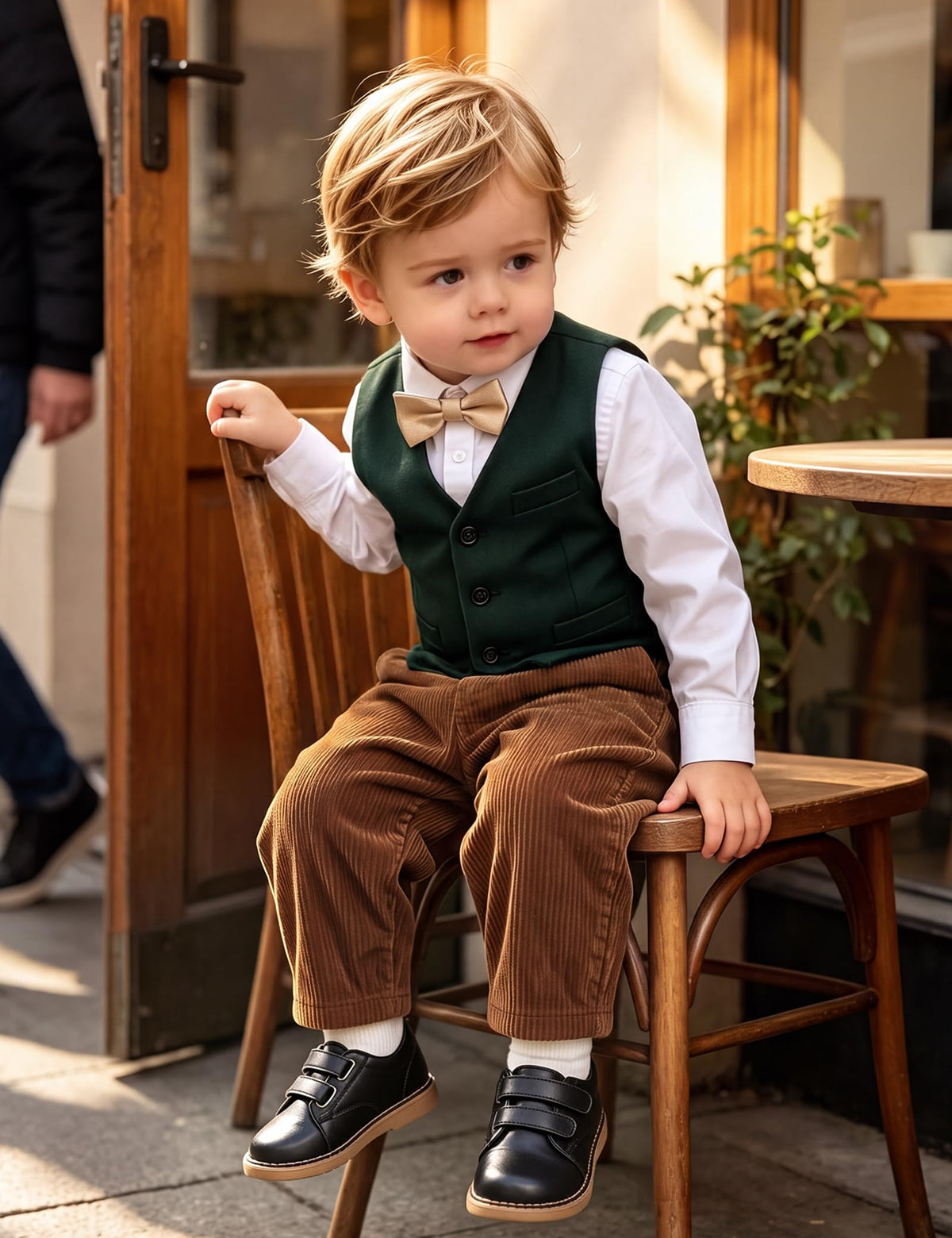Toddler Boy Corduroy Pants Pull-On Elastic Waist Pants with Pocket