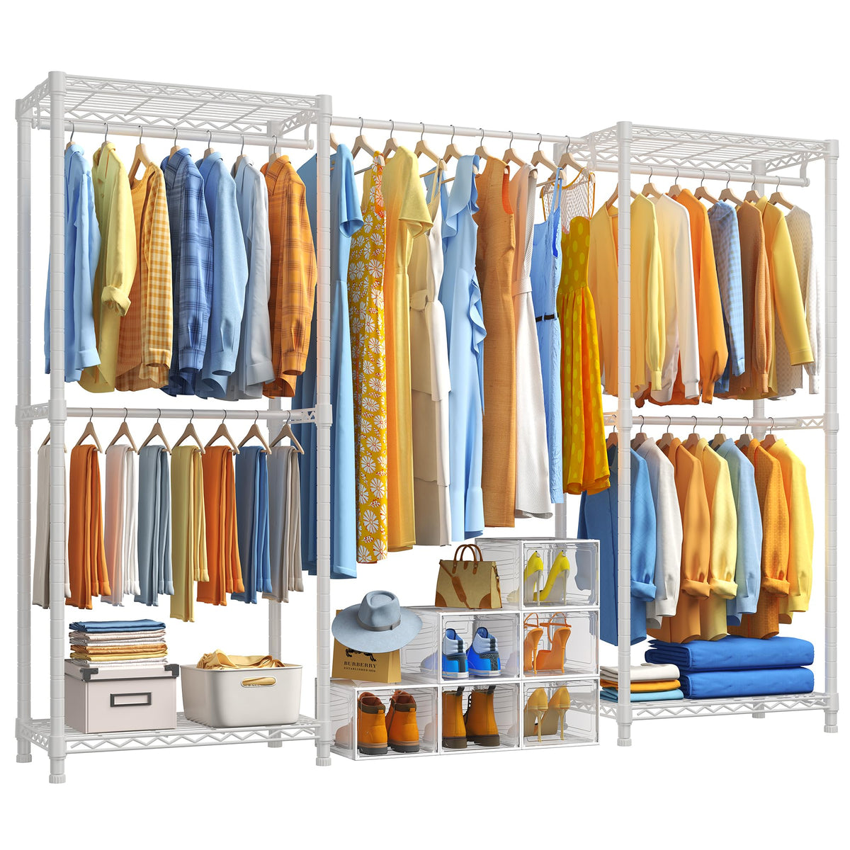 M3 Expandable Clothing Rack, Heavy Duty Clothes Rack, White