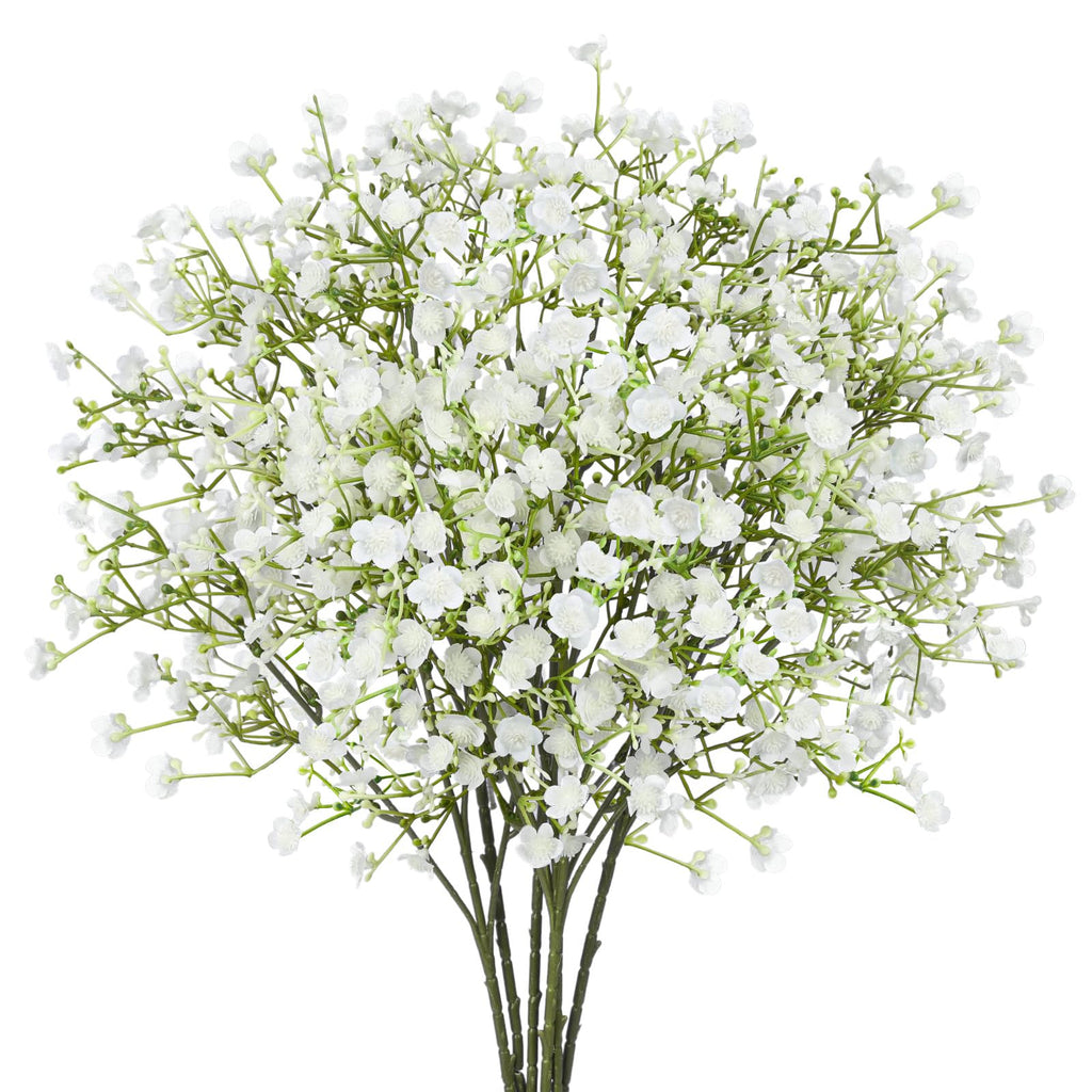 12Pcs Babys Breath Artificial Flowers, Real Touch Fake White Flowers Faux Flowers Bouquets for Vase Home Office