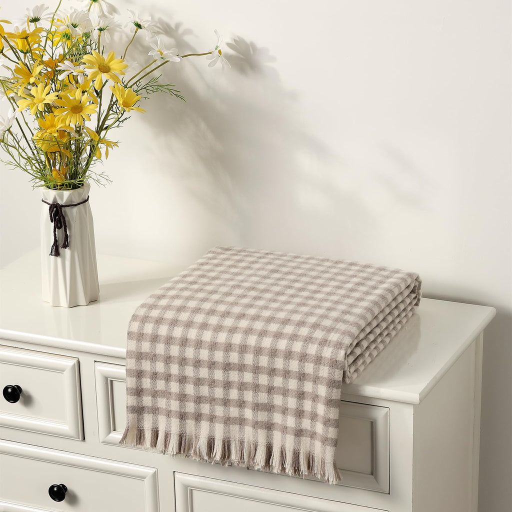 Farmhouse Boho Knitted Throw Blanket for Couch Sofa Chair Bed Home Decoration