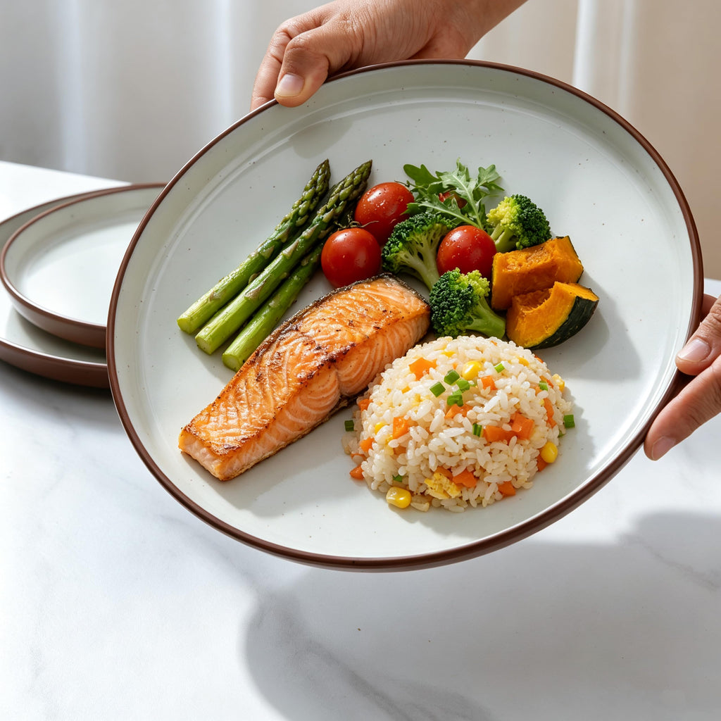 Fall Melamine Dishes Dinnerware Sets, 12-Piece Modern Plates and Bowls Set