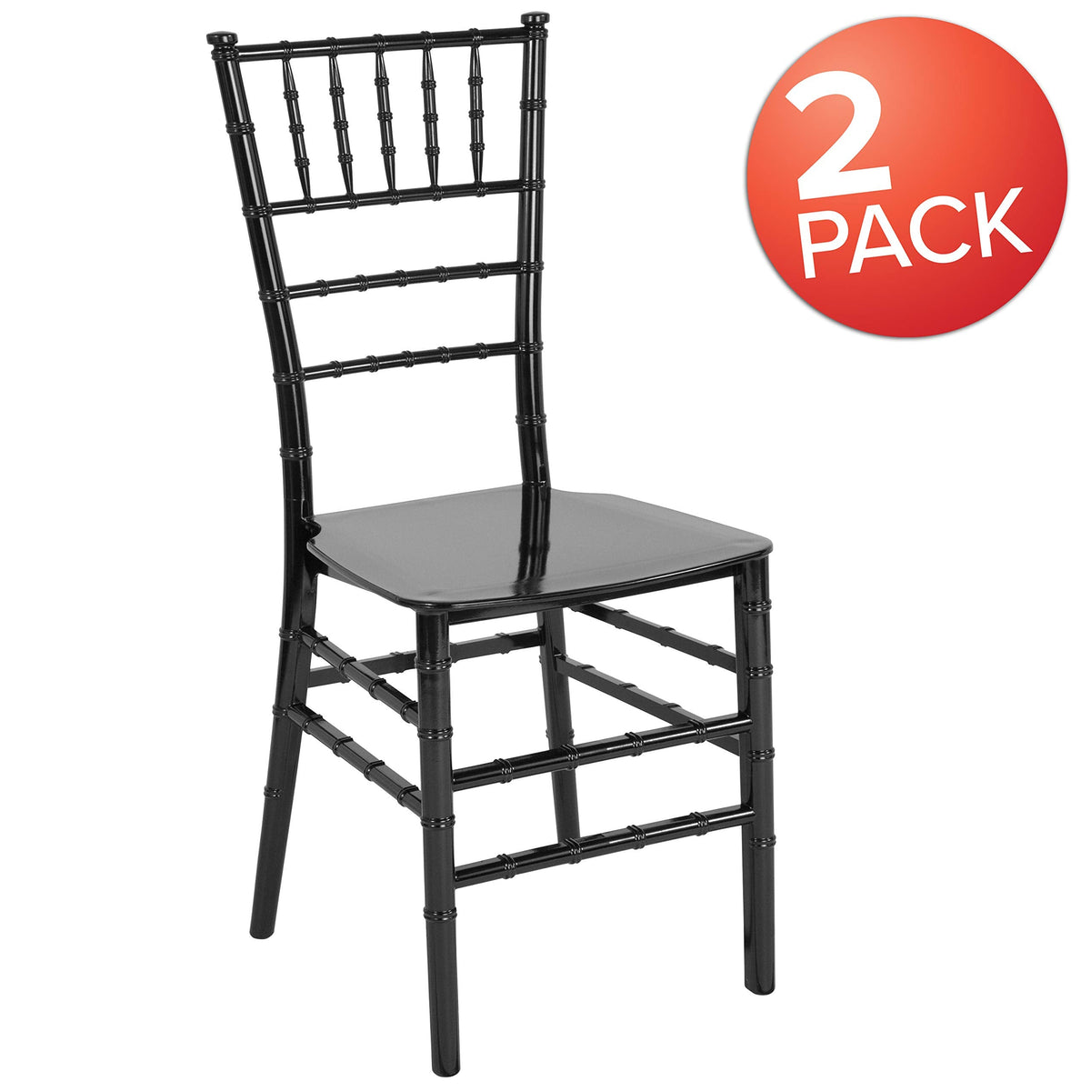 2 Pack HERCULES Series Black Resin Stacking Chiavari Chair