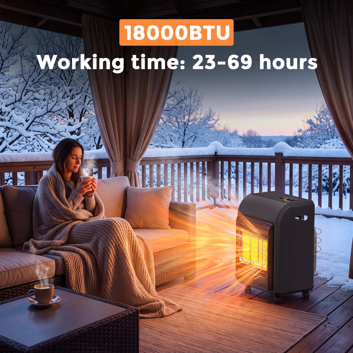 Propane Heater Outdoor 18000 BTU Portable Tank Heater Cordless