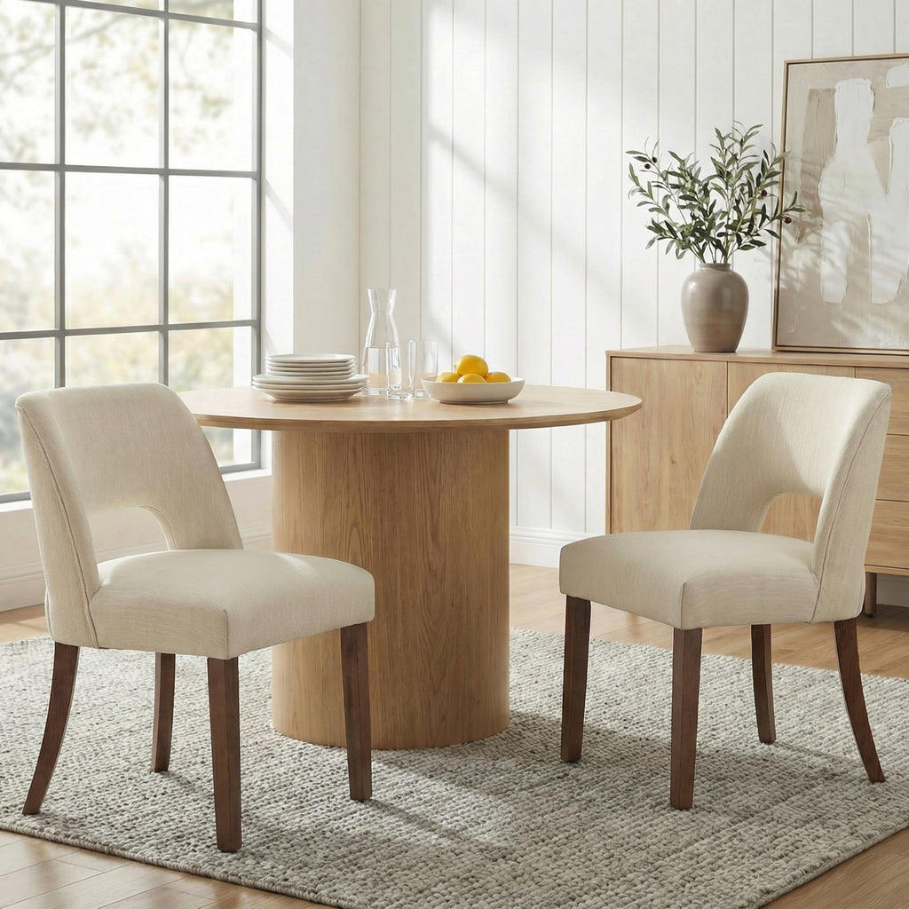 Wooden Set of 2 with Rubberwood Legs and Open Back