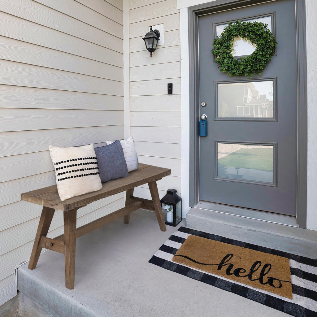 47" Farmhouse Wood Bench, Solid Wood Entryway Bench, Brown