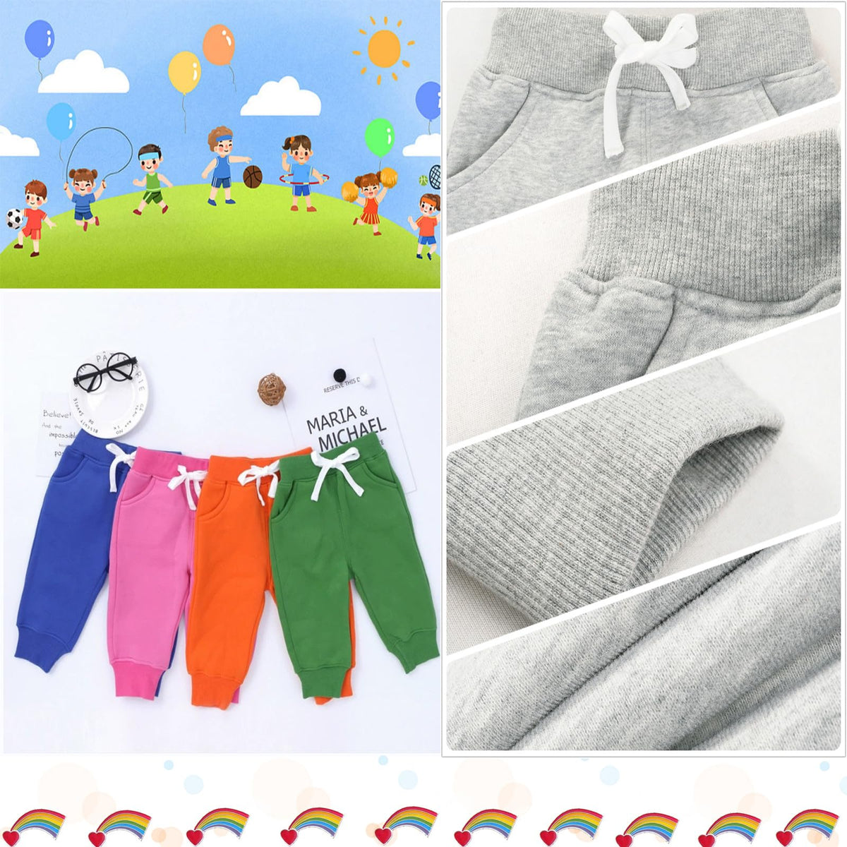 Unisex Toddler Jogger Pants Kids Cotton Elastic Waist Winter Baby Sweatpants Pants Grey
