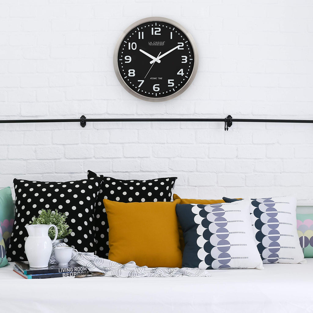 Inspired Nelson Style 16 Inch Stainless Steel Atomic Clock, Analog, Silver