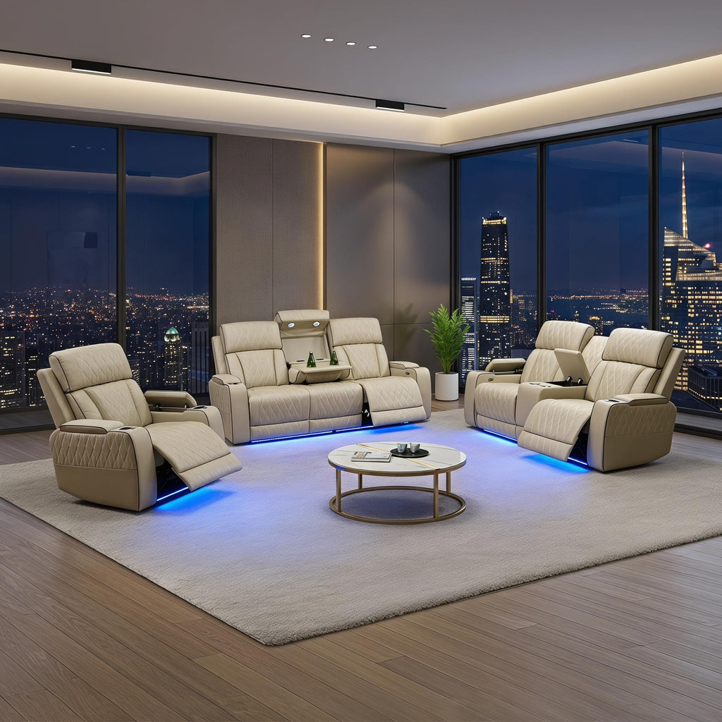 3-Piece Power Recliner Set with LED Lights
