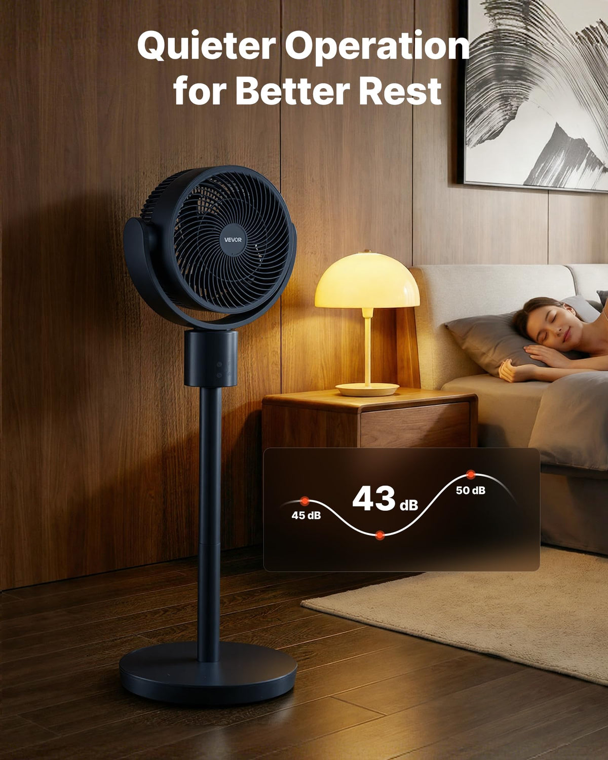 7-Inch Pedestal Fan, Oscillating Standing Floor Fan with DC Motor, Remote Control, 12 Speeds & 3 Modes, 15H Timer