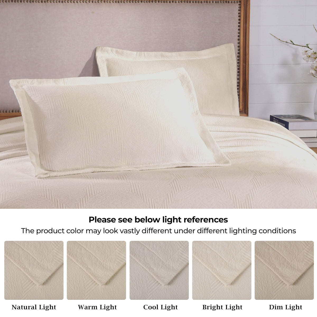 Cotton 3-Piece Bedspread Set, Home Bed Decor, Warm Bedding, 1 Oversized Bedspread, 2 Pillow Shams, Medium Weight