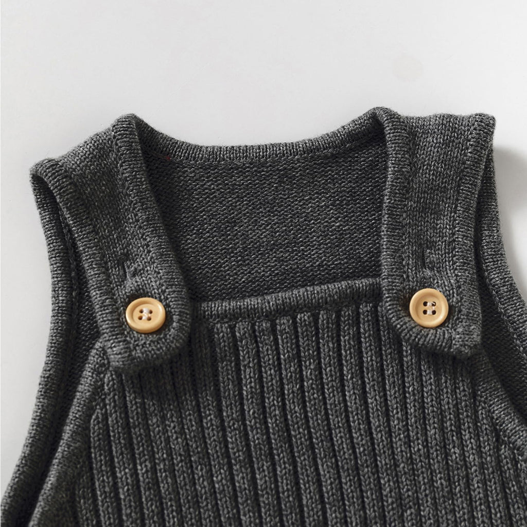 Baby Knitted Jumpsuit, Ribbed Sleeveless Romper for Infants and Toddlers, Gray