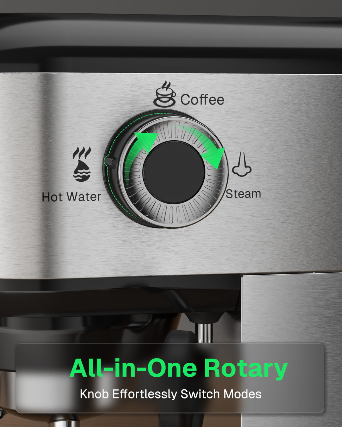 20 Bar Espresso Machine with Milk Frother, Compact Espresso Maker for Ground Coffee, Stainless Steel Coffee Machine