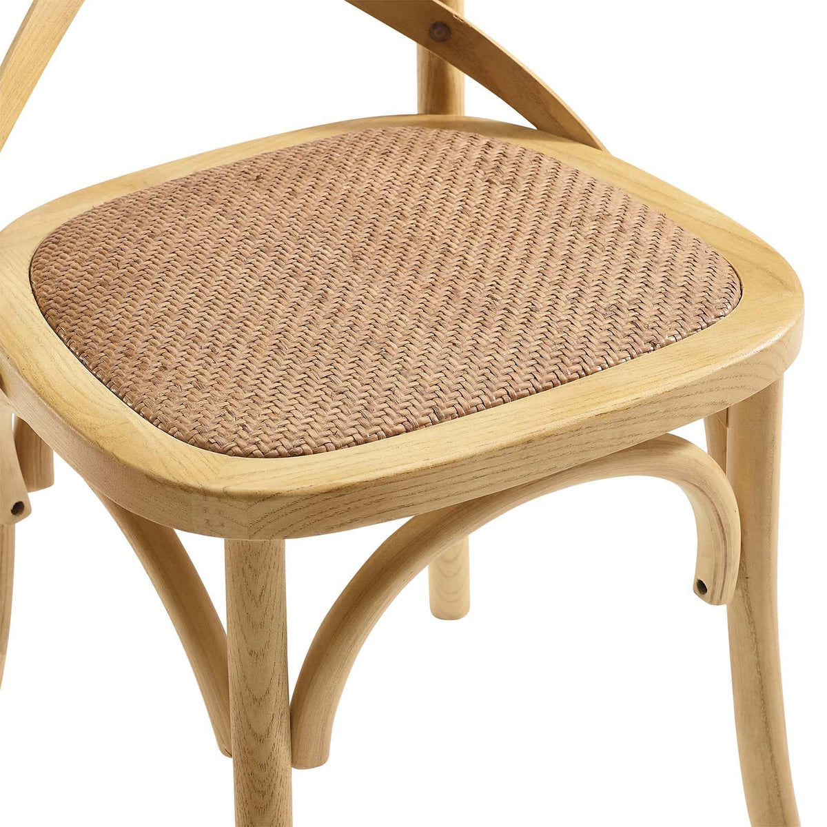 Gear Rustic Modern Farmhouse Elm Wood Rattan Dining Chair in Natural