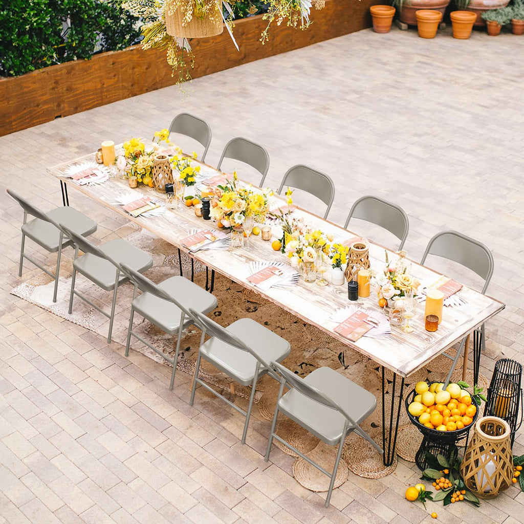 Folding Chairs All Steel Metal Frame, Capacity 350 lbs, Durable Portable and Versatile for Indoor Outdoor Use, Khaki