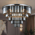 16-Light Chrome 5-Tier Smoke Crystal Chandelier, Dramatic Fixture for Foyers