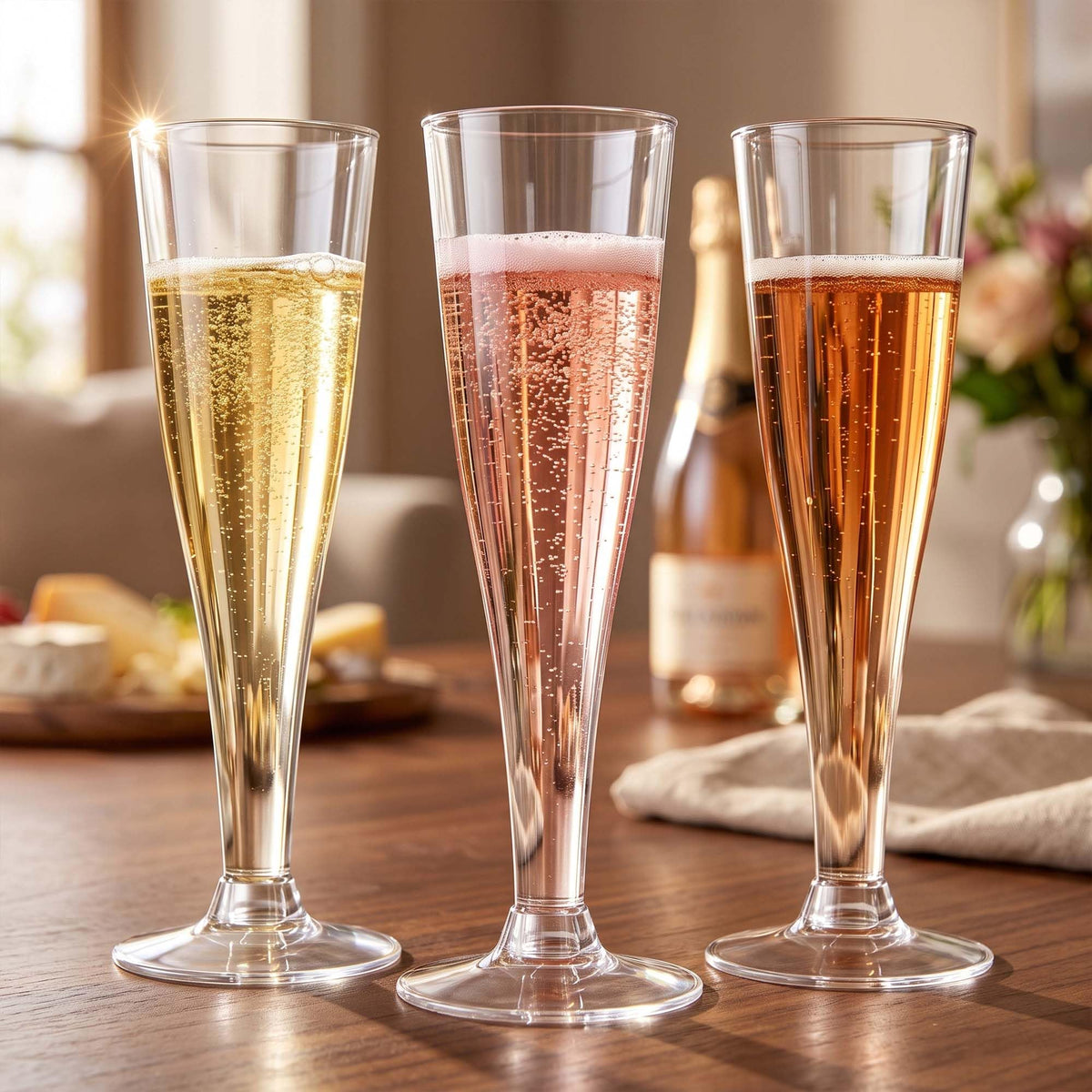 200 Pack Plastic Champagne Flutes Disposable Wine Glasses, 4.5 Oz Clear Mimosa Glasses Cocktail Cups for New Year Eve