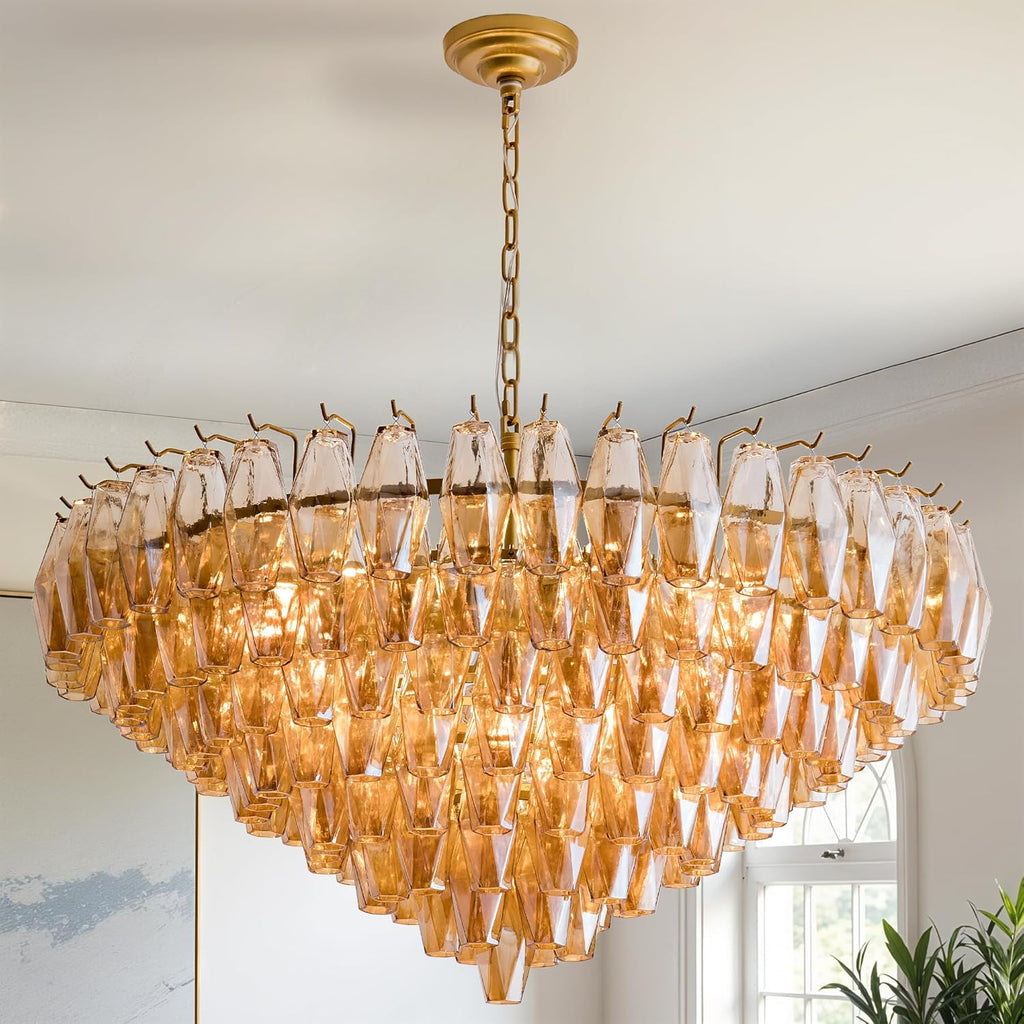 37" 14-Light Large Modern Tiered Round Chandelier