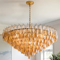 37" 14-Light Large Modern Tiered Round Chandelier