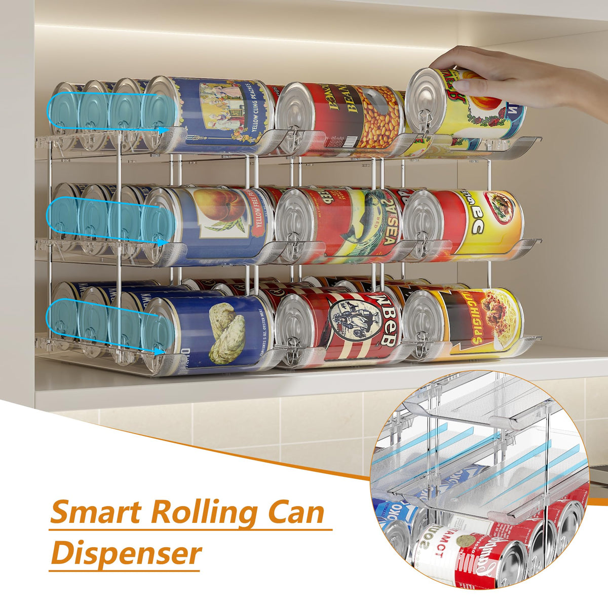 Can Organizer for Pantry Canned Food Storage Goods Holders 4 Tier