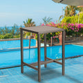 Outdoor Bar Table Patio Bar Height Bistro Table 39" Tall Outdoor High Top Square Pub Patio Table Wicker Rattan Metal