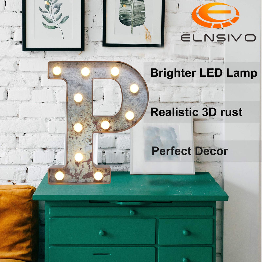 LED Marquee Light Up Letters Industrial Vintage Style Lighted Letters Rust Metal Effect Marquee Letter with Lights