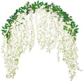 Wisteria Hanging Flowers Garland, Artificial Wisteria Garland White Fake Wisteria Flower for Wedding Arch Wall