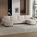 139" Beige White Sectional Couch U Shaped Sofa