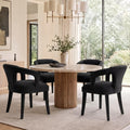 Black Velvet Dining Chairs Set of 4, Modern Upholstered Accent Chairs with Curved Back & Arms, Comfy Large Fully