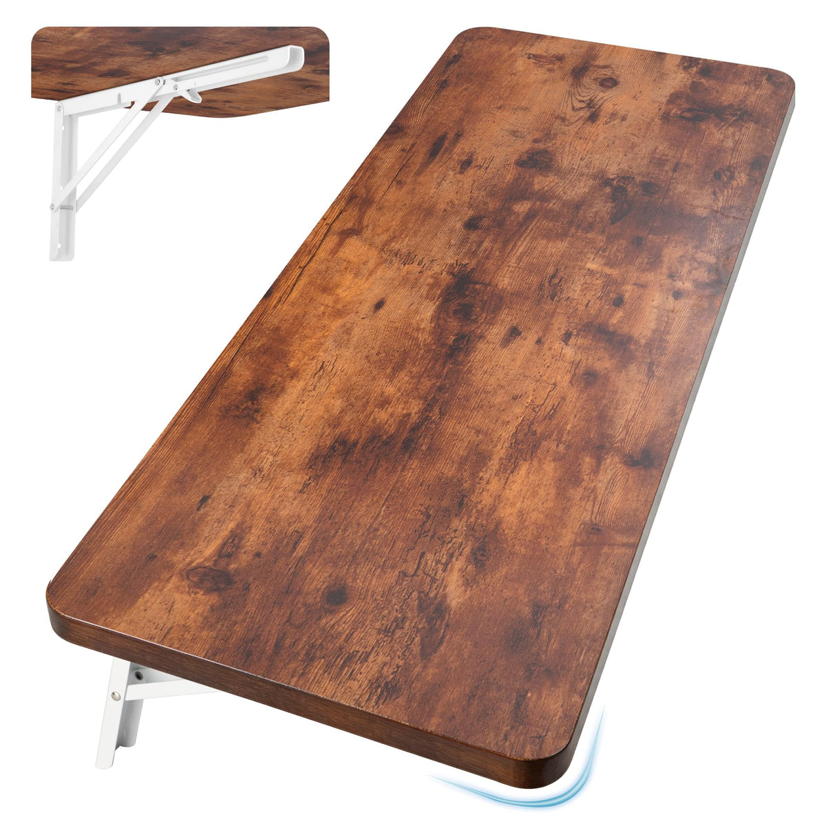 Wall Mounted Folding Table 39.4"L x 19.7"W, Brown