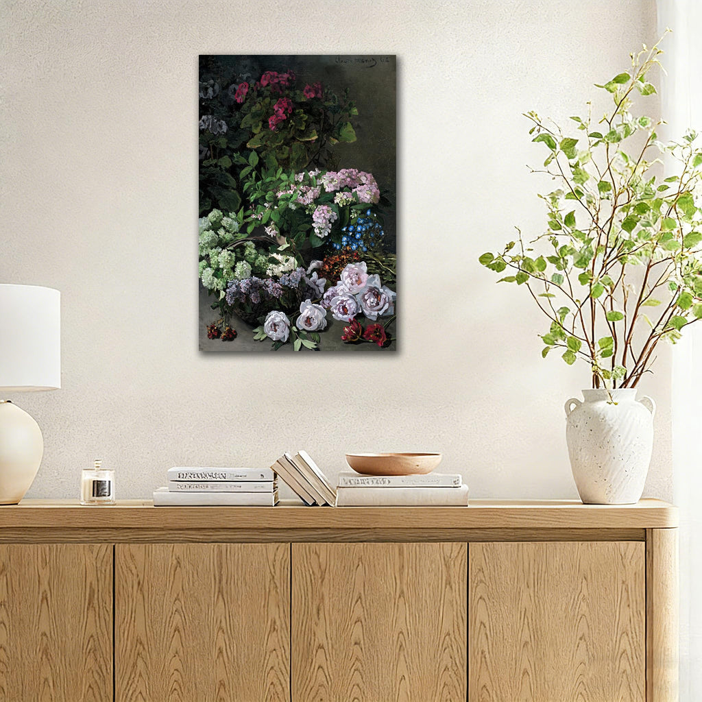 Claude Monet Spring Flowers Canvas Wall Art 24x36inch (60x90cm) Impressionist Wall Art Decor, Bedroom & Office