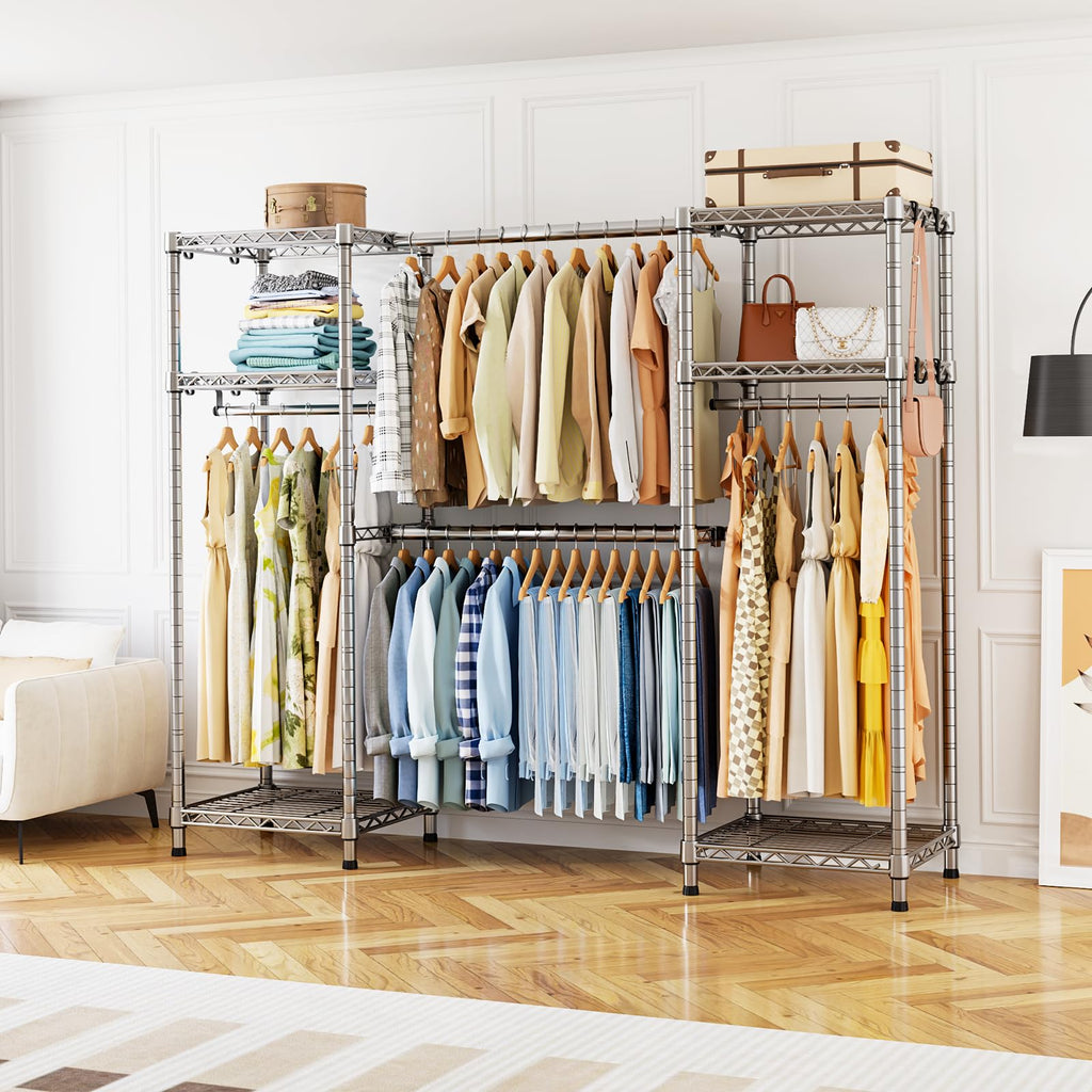 E7 Heavy Duty Closet Garment Rack, Clothes Storage Organizer System