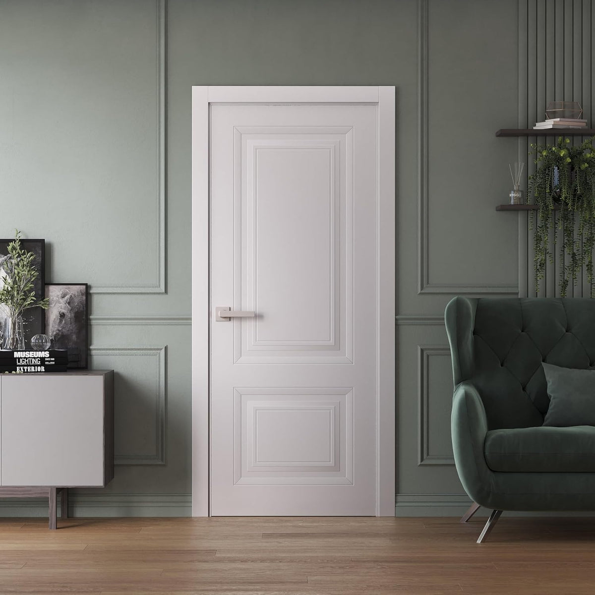 Interior Door 32 x 80 inches | Base 7422 White | Single Regular Panel Frame Handle | Bathroom Bedroom Doors