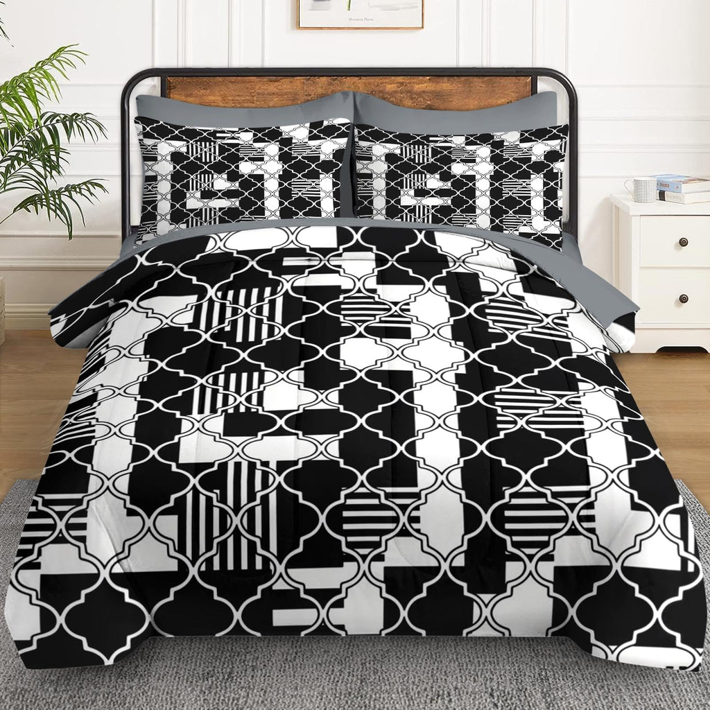Twin Comforter Set with Sheets, 5 Pieces Geometric Moroccan Bedding