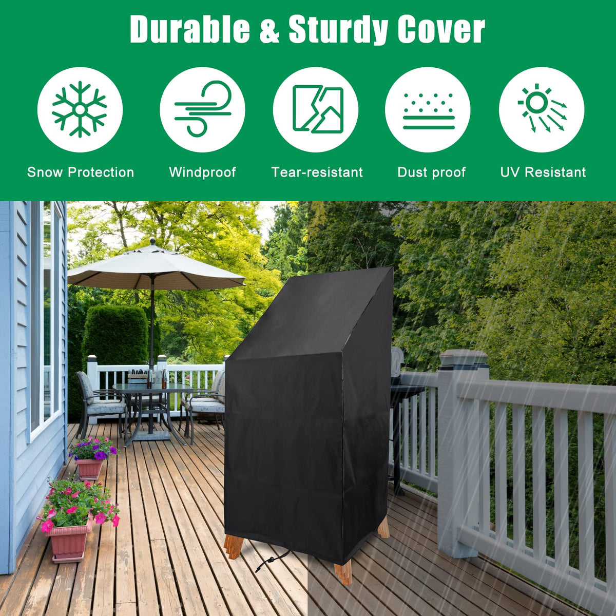 High Back Patio Chair Cover, Stackable Outdoor Chair Cover
