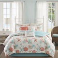 Cotton Coastal Starfish Coral Queen Comforter Set, 7pc