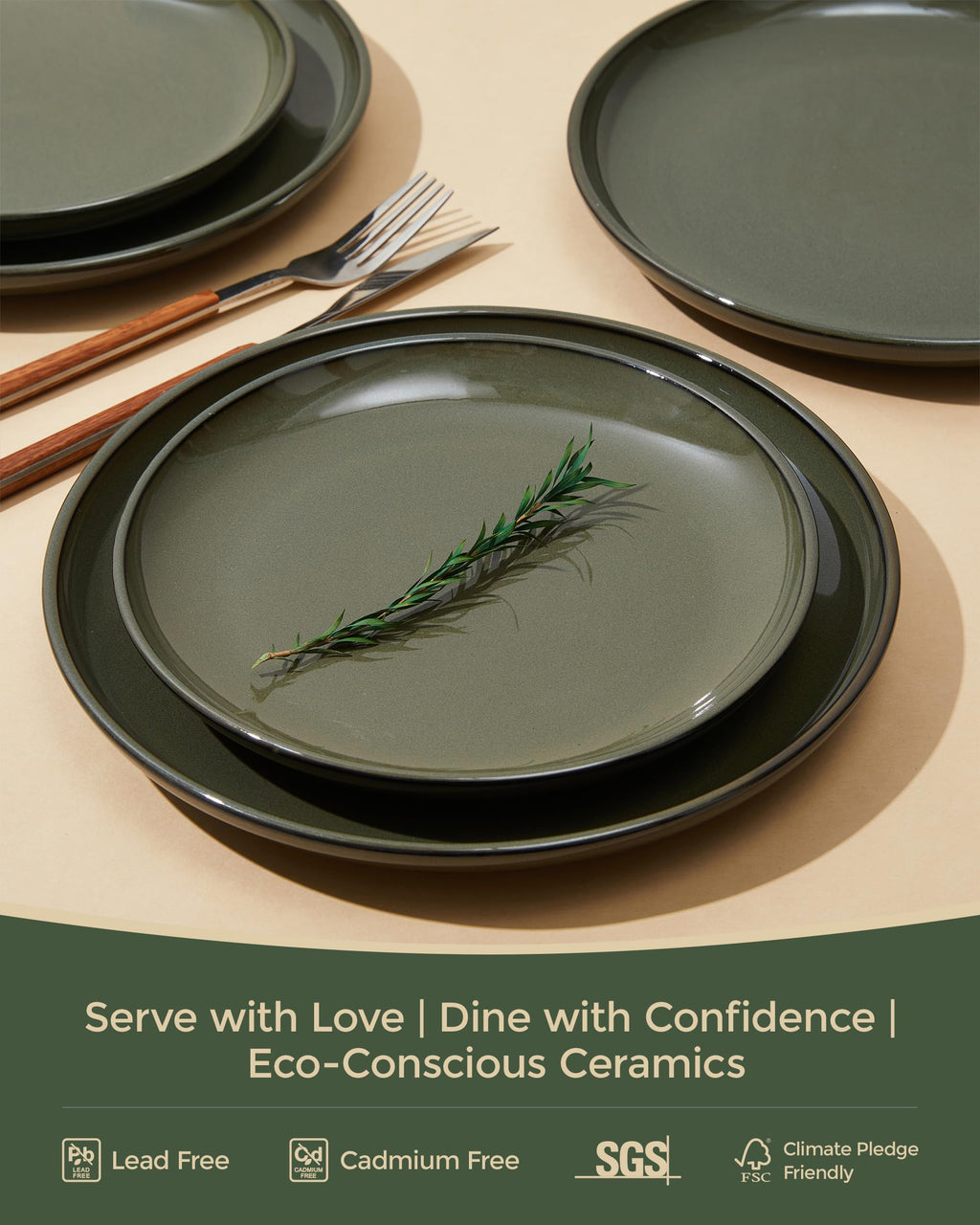 Stoneware Dinnerware Sets for 4, 12pcs Plates and Bowls Sets Dishes