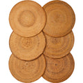 6-Pack Rattan Placemats - 13-inch Round Placemats (Smoky Brown) - Smoked-Cured Woven Place Mats, Round Table Mats