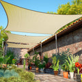 14' x 18' Beige Sun Shade Sail Rectangle Canopy Fabric Cloth Screen smTAPR1418, Water and Air Permeable & UV