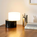 Zigzag Desk Lamp - Small Dimmable LED Black Marble Table Lamp, Rotatable Frosted Glass Shade