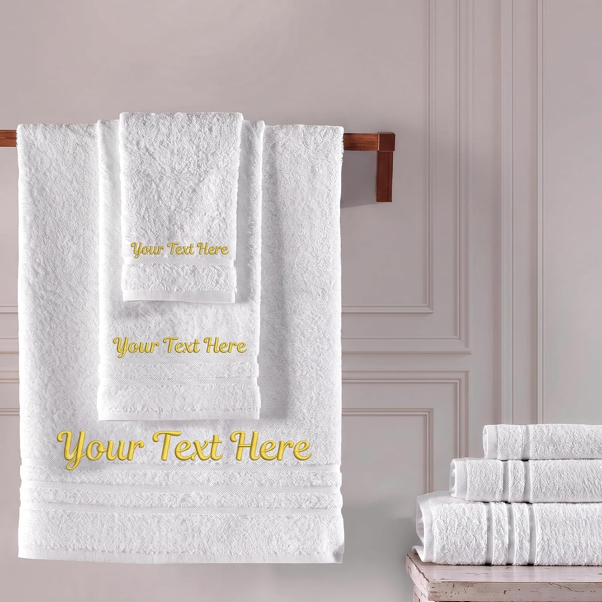 Personalized Towels - Customized Turkish Cotton Towel Set, Monogrammed Towels with Initials, Name & Embroidery, Idea